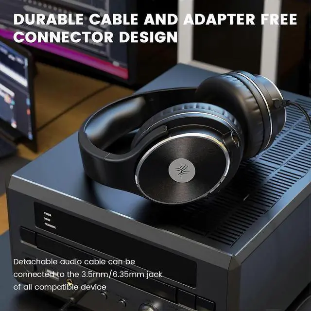 Alt view image 3 of 5 - Studio Monitor Headphones with Noise Isolation, 50mm Drivers & Dual Jack for Recording/Mixing