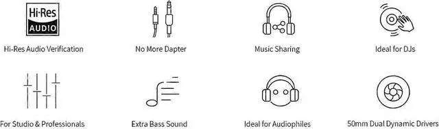 Alt view image 3 of 5 - Studio Monitor Headphones with 50mm Drivers, Detachable Coiled Cable for DJ Mixing & Recording