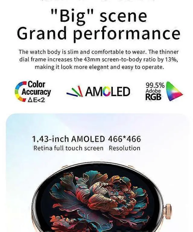 Alt view image 3 of 5 - Ecocleanpath Women's Ultra-Thin Smartwatch with AMOLED Display, Bluetooth Calling & Health Monitoring (Rose)