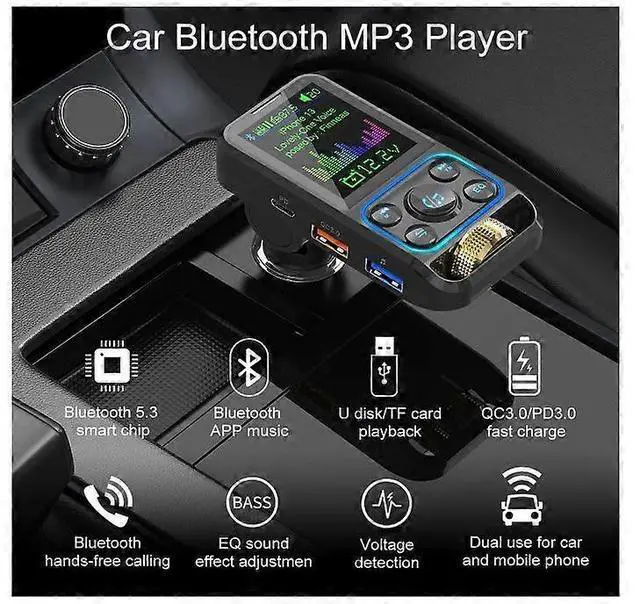 Alt view image 2 of 5 - 1.8" Color Screen Bluetooth Car Charger - Fast QC3.0/PD3.0 Charging, EQ Sound & Hands-Free Call