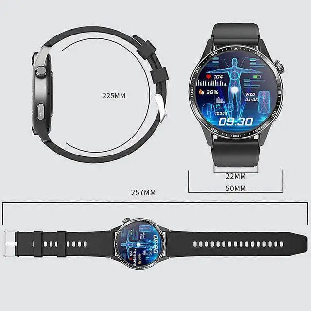 Alt view image 2 of 5 - Ecocleanpath Smartwatch with ECG, Blood Sugar & Stress Monitor, Bluetooth Calling, SOS, Silver