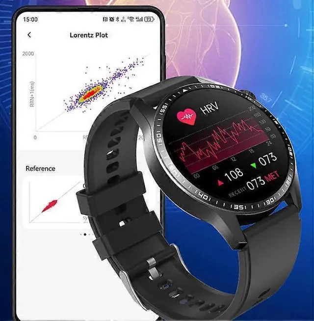 Alt view image 4 of 5 - Ecocleanpath Smartwatch with ECG, Blood Sugar & Stress Monitor, Bluetooth Calling, SOS, Silver