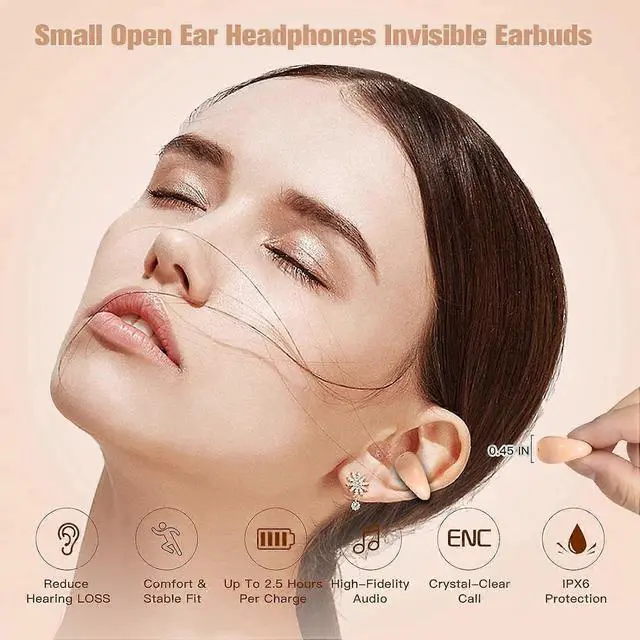 Alt view image 3 of 5 - Bluetooth 5.3 Open Ear Clip Bone Conduction Headphones, Wireless Sports Headset with LED Display & Noise Cancellation