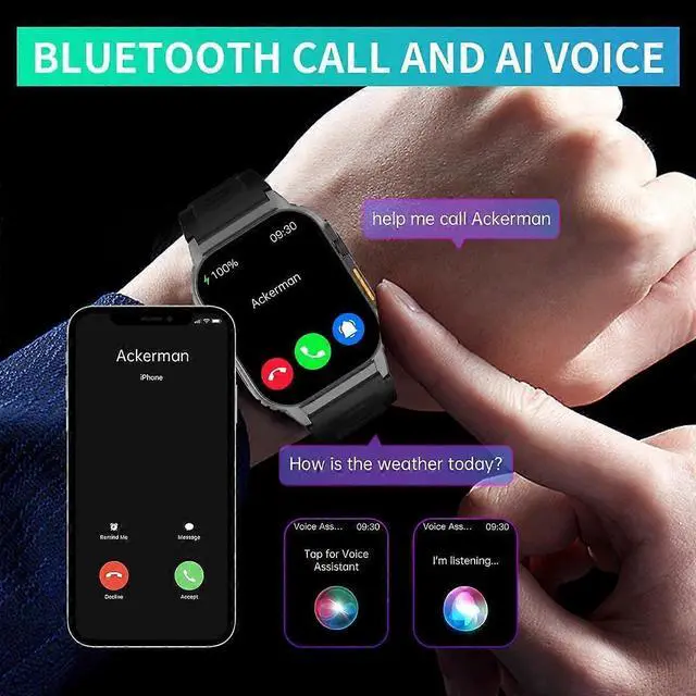 Alt view image 3 of 5 - Ecocleanpath Smart Watch with Bluetooth Call, 2.01" IP67 Waterproof Fitness Tracker, 100+ Sport Modes, Heart Rate Monitor