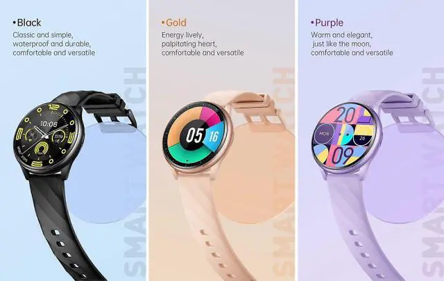 Alt view image 3 of 5 - Ecocleanpath Smart Watch for Women, IPX8 Waterproof Ultra-Thin Fitness Tracker with Health Monitoring, Black