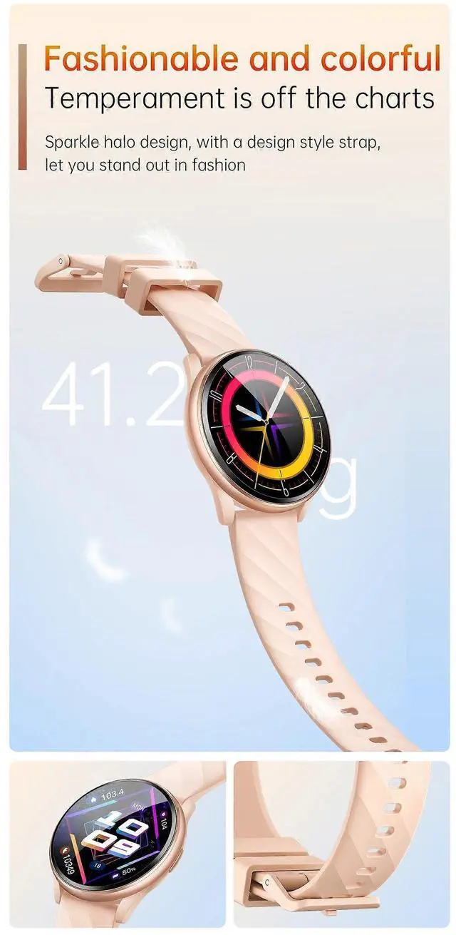 Alt view image 5 of 5 - Ecocleanpath Smart Watch for Women, IPX8 Waterproof Ultra-Thin Fitness Tracker with Health Monitoring, Black