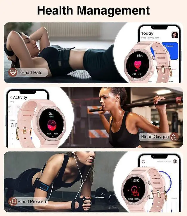 Alt view image 5 of 5 - Ecocleanpath 1.32" Smart Watch for Women, 100+ Sport Modes, Heart Rate/SpO2 Tracker, iOS Android Compatible