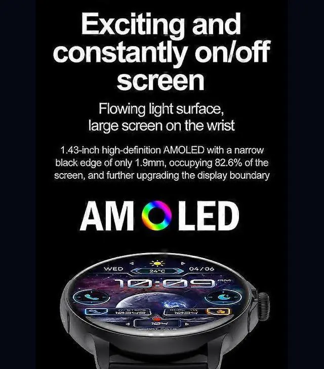 Alt view image 3 of 5 - Ecocleanpath Smartwatch with Bluetooth Calling, 1.43" AMOLED Display, Heart Rate & 100+ Sports Modes, Grey