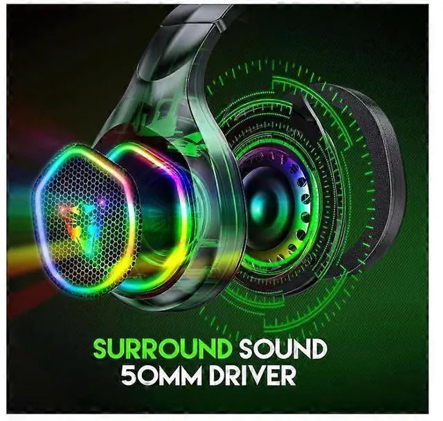 Alt view image 5 of 5 - 7.1 Surround Gaming Headset with Noise Cancelling Mic, RGB LED Light, Compatible with Xbox One, PS4, PS6, PC (Black)