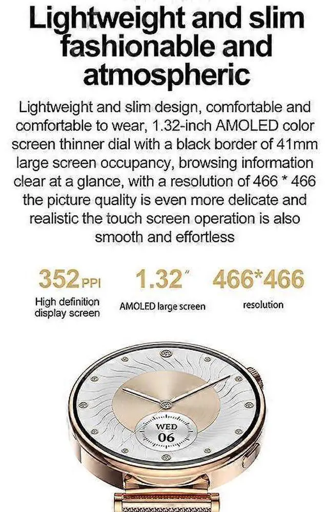 Alt view image 4 of 5 - Ecocleanpath Women's Smartwatch with Bluetooth Calling, 1.32" AMOLED Display, 100+ Sports Modes, Health Tracking (Silver)