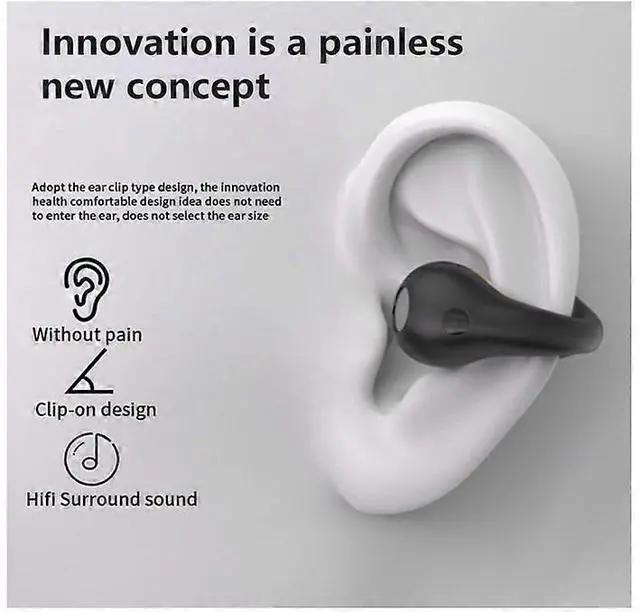 Alt view image 5 of 5 - 5.3 Wireless Open Ear Clip Headphones, Noise Canceling Sports Earbuds with Earhooks (Black)