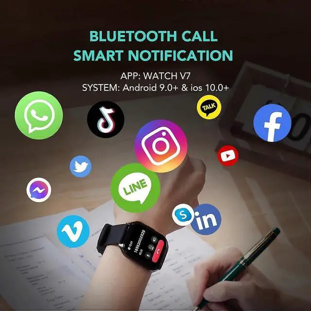 Alt view image 4 of 4 - Ecocleanpath MYOTEC V1-1 1.95" Smart Watch with Bluetooth Calls, 123+ Sports Modes, IP68 Waterproof, Health Monitor for Android & iOS