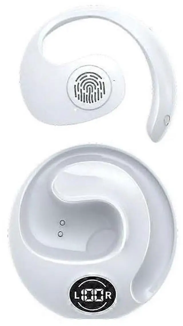 Alt view image 2 of 5 - TWS Open-Ear Sports Earbuds, 5H Battery & Fast Charging, Clip-On Design for Safe Gaming & Running (White)