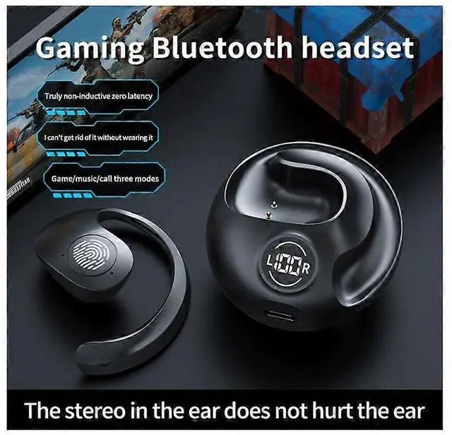 Alt view image 4 of 5 - TWS Open-Ear Sports Earbuds, 5H Battery & Fast Charging, Clip-On Design for Safe Gaming & Running (White)