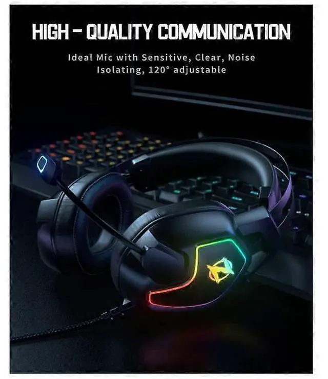 Alt view image 5 of 5 - Noise Canceling Gaming Headset for Xbox, PS5, PC, Switch | 50mm Drivers & Auto-Adjust Headband (Black)