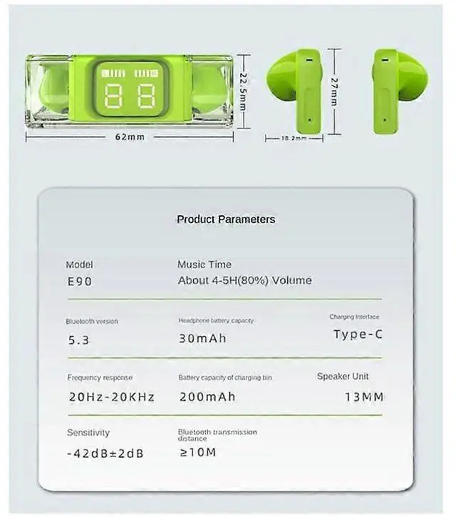 Alt view image 4 of 5 - Bluetooth 5.3 TWS Headphones, Noise Canceling, Waterproof, Smart Touch Control for Gaming/Calls (Black)