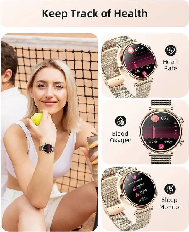 Alt view image 4 of 5 - Ecocleanpath BooaBei Smart Watch for Women: 1.27" AMOLED, Call/Monitor, IP68 Waterproof, Fitness Tracker