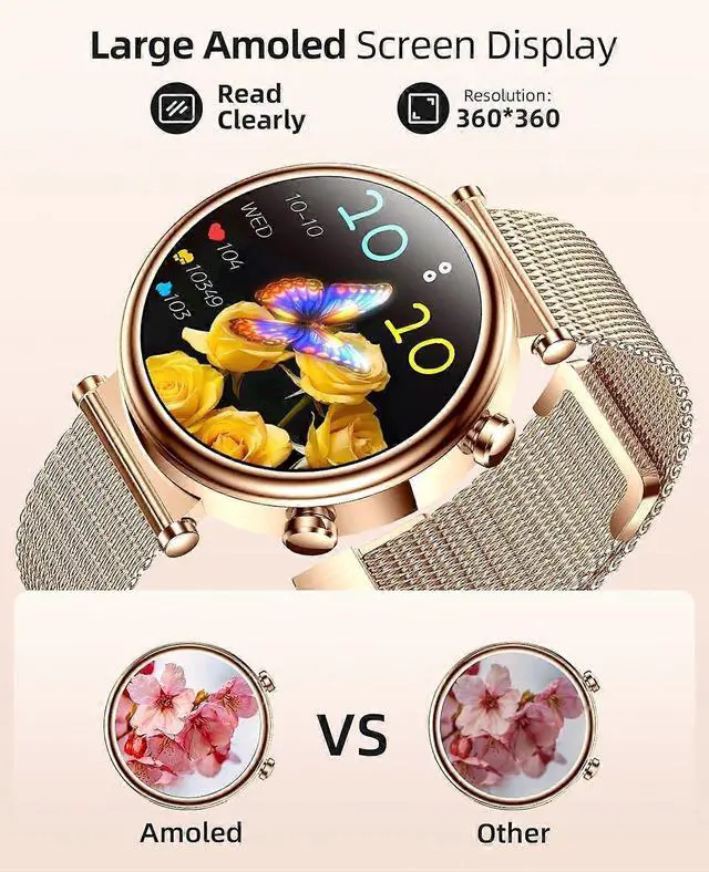 Alt view image 3 of 5 - Ecocleanpath BooaBei Smart Watch for Women: 1.27" AMOLED, Call/Monitor, IP68 Waterproof, Fitness Tracker