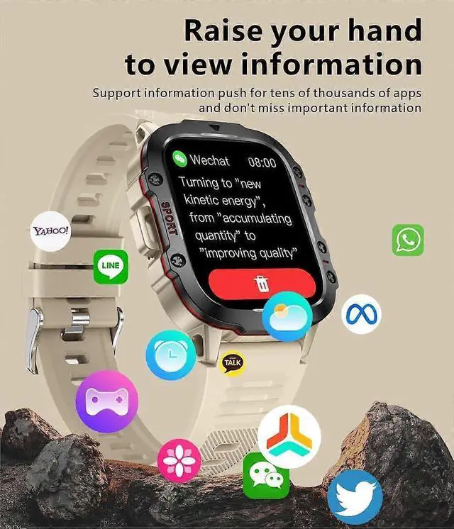 Alt view image 5 of 5 - Ecocleanpath 1.96" Military Smart Watch for Men - Fitness Tracker with Call, Heart Rate, Blood Pressure & 420mAh Battery