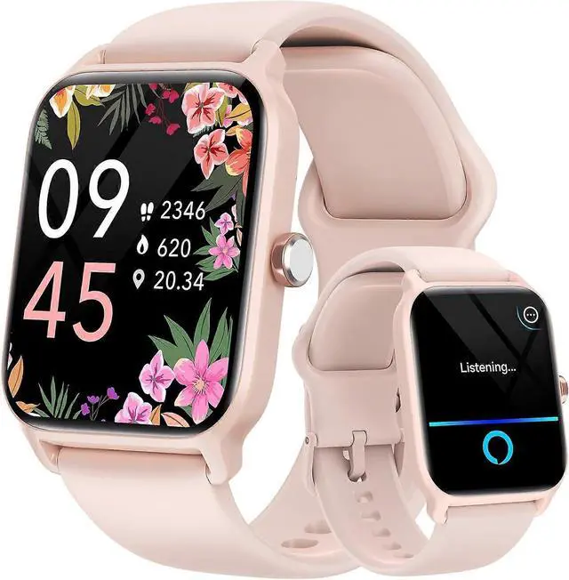 Main image of Ecocleanpath Smart Watch with Alexa, 1.8" HD Screen, IP68 Waterproof, Bluetooth Calling & Health Monitor - Pink