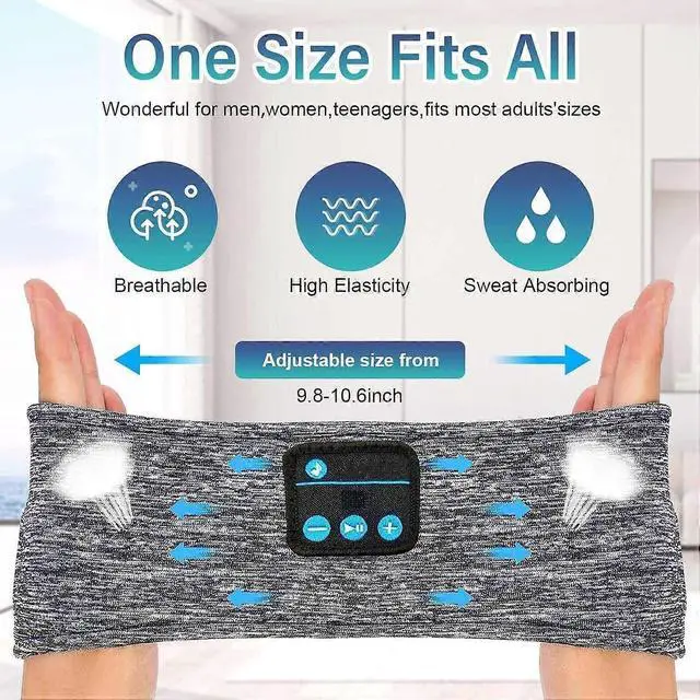 Alt view image 5 of 5 - Bluetooth Sleep Headband Headphones with Eye Mask, 14H Battery & Mic - Ideal Gift for Men/Women (Black)