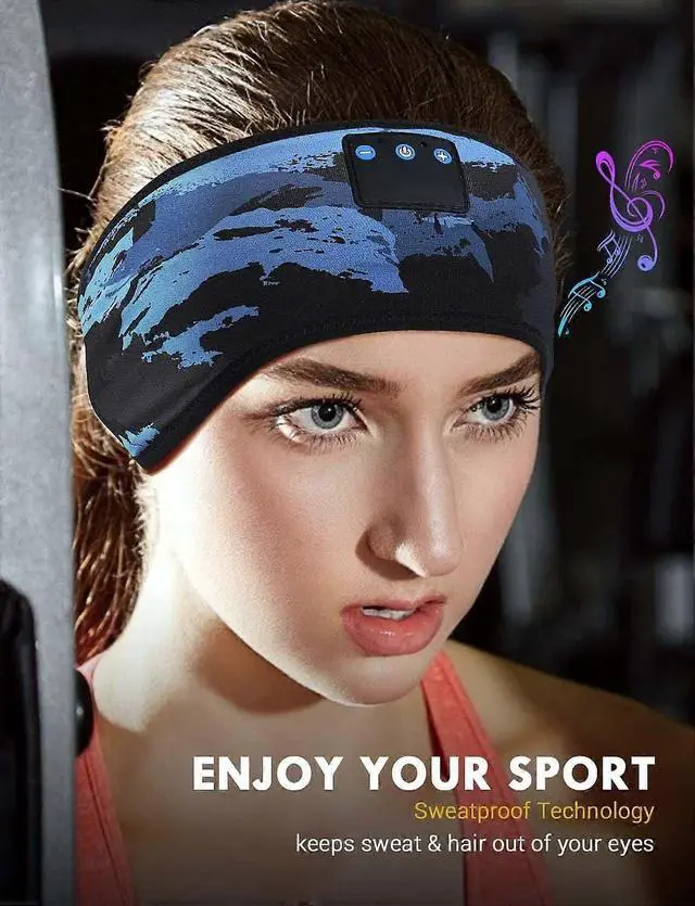 Alt view image 2 of 5 - Bluetooth Sleep Headband Headphones with Removable Speakers, 8H Play for Side Sleepers, Jogging, Meditation - Blue