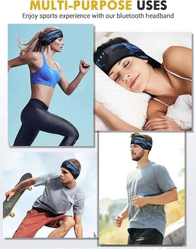 Alt view image 5 of 5 - Bluetooth Sleep Headband Headphones with Removable Speakers, 8H Play for Side Sleepers, Jogging, Meditation - Blue