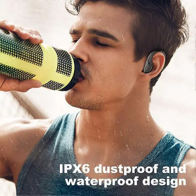 Alt view image 4 of 5 - Bluetooth 5.2 Wireless Earbuds with Earhooks, IPX6 Waterproof for Running & Workouts (Black)