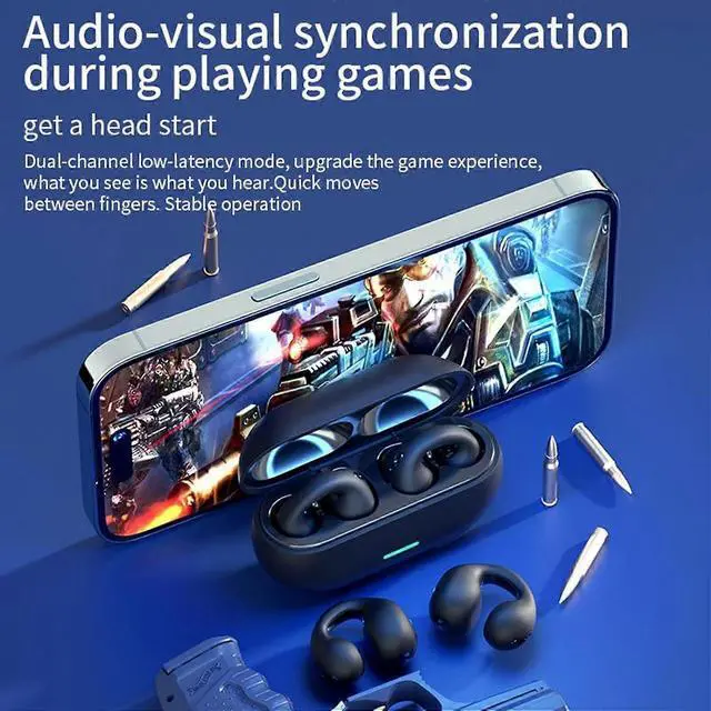 Alt view image 2 of 5 - Wireless Bone Conduction Headphones, Open-Ear Waterproof for Workouts, Hiking, Driving - Black