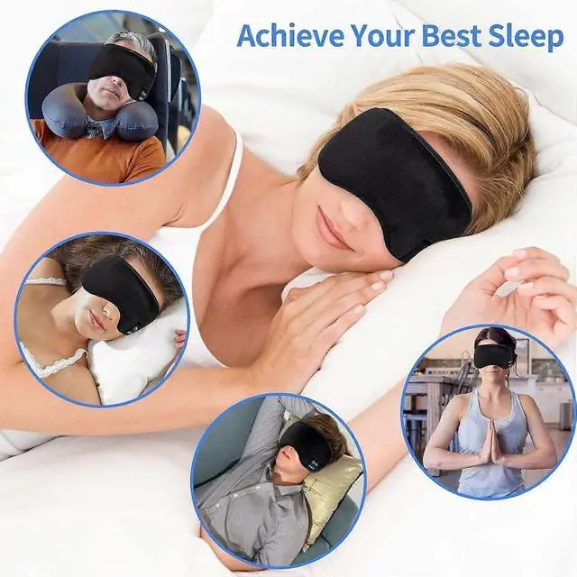 Alt view image 2 of 4 - Bluetooth Sleep Headphones Mask: Washable, Built-in Mic & Speakers, 200mAh Battery (Grey)