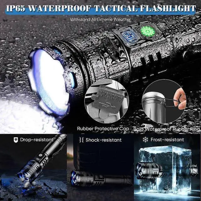 Alt view image 4 of 5 - Ecocleanpath Super Bright 1000m LED Flashlight with LCD Display, USB-C Rechargeable & IP65 Waterproof for Outdoor Use