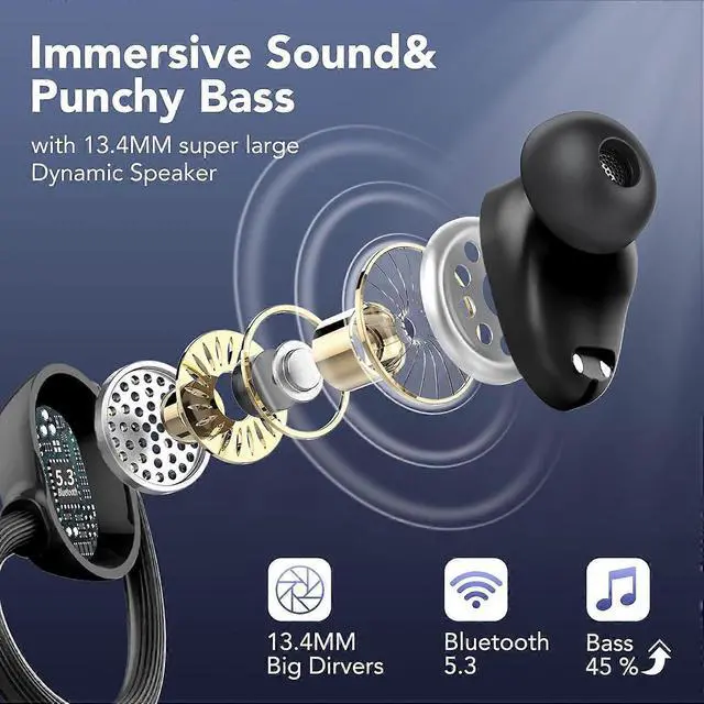 Alt view image 2 of 5 - Wireless Earbuds Bluetooth 5.3, 80H Playtime, ENC Noise Cancelling Mic, IP7 Waterproof, LED Display