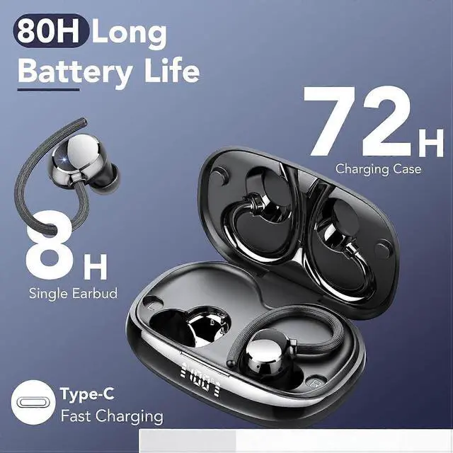 Alt view image 3 of 5 - Wireless Earbuds Bluetooth 5.3, 80H Playtime, ENC Noise Cancelling Mic, IP7 Waterproof, LED Display