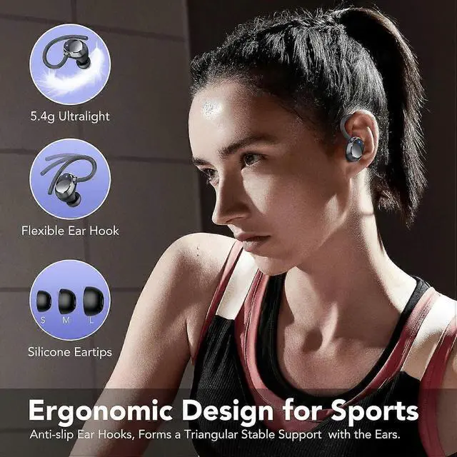 Alt view image 4 of 5 - Wireless Earbuds Bluetooth 5.3, 80H Playtime, ENC Noise Cancelling Mic, IP7 Waterproof, LED Display