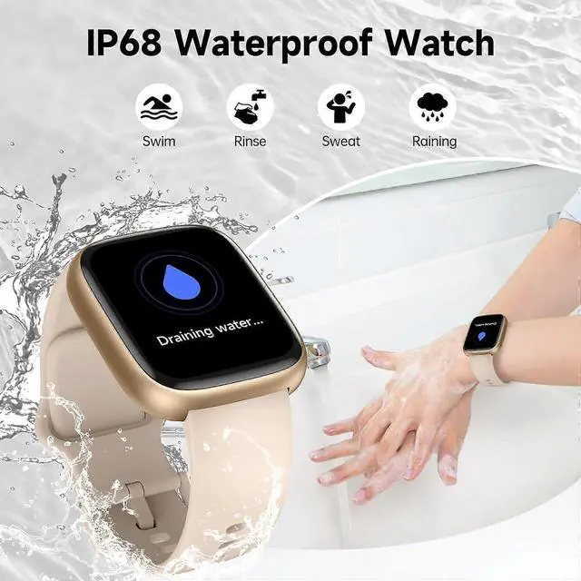 Alt view image 5 of 5 - Ecocleanpath Faweio 1.83" Smart Watch with Alexa, IP68 Waterproof Fitness Tracker, Heart Rate SpO2 Monitor, Pink