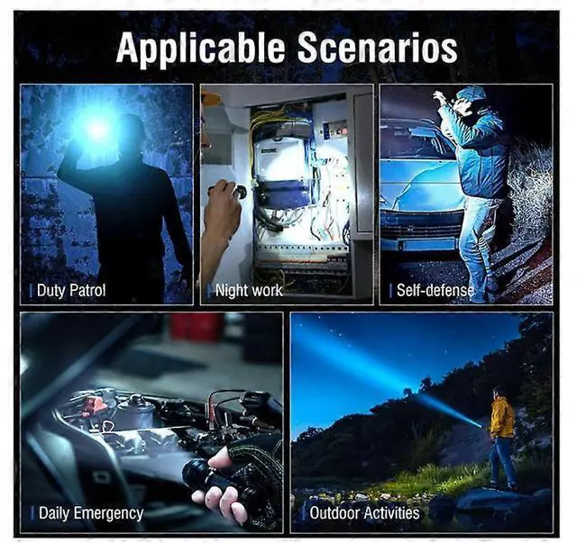 Alt view image 5 of 5 - Ecocleanpath ET28 2500 Lumens USB Rechargeable Tactical Flashlight, 5 Modes, IP67 Waterproof for Camping & Emergency (Black)