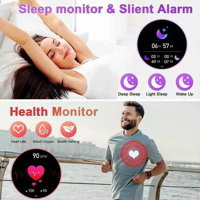 Alt view image 3 of 5 - Ecocleanpath Smart Watch for Men & Women: 1.43" AMOLED, Call Function, 112 Sports Modes, Heart Rate & Sleep Monitor