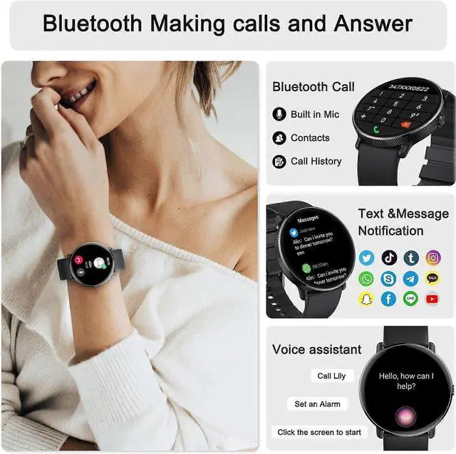 Alt view image 2 of 5 - Ecocleanpath Smart Watch for Men & Women: 1.43" AMOLED, Call Function, 112 Sports Modes, Heart Rate & Sleep Monitor