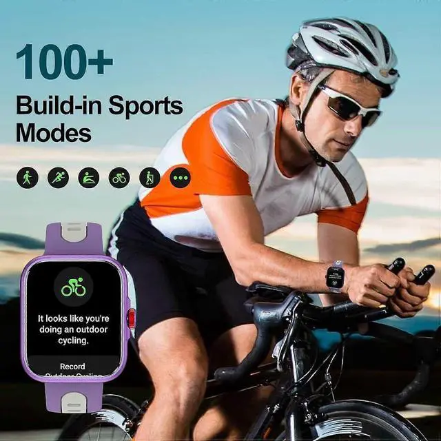 Alt view image 3 of 5 - Ecocleanpath Smart Watch with Alexa & GPS, 1.78'' AMOLED, IP68 Waterproof, Heart Rate/SpO2 Monitor - Purple
