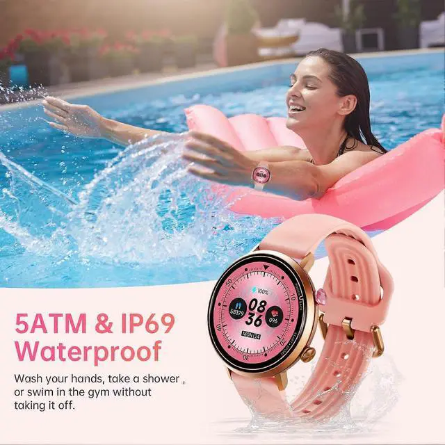 Alt view image 2 of 5 - Ecocleanpath Smart Watch 1.32" AMOLED, 9mm Ultra-Thin, 5ATM/IP69K Waterproof, 100+ Sports Modes, Black