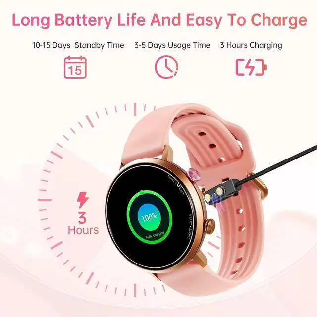 Alt view image 4 of 5 - Ecocleanpath Smart Watch 1.32" AMOLED, 9mm Ultra-Thin, 5ATM/IP69K Waterproof, 100+ Sports Modes, Black