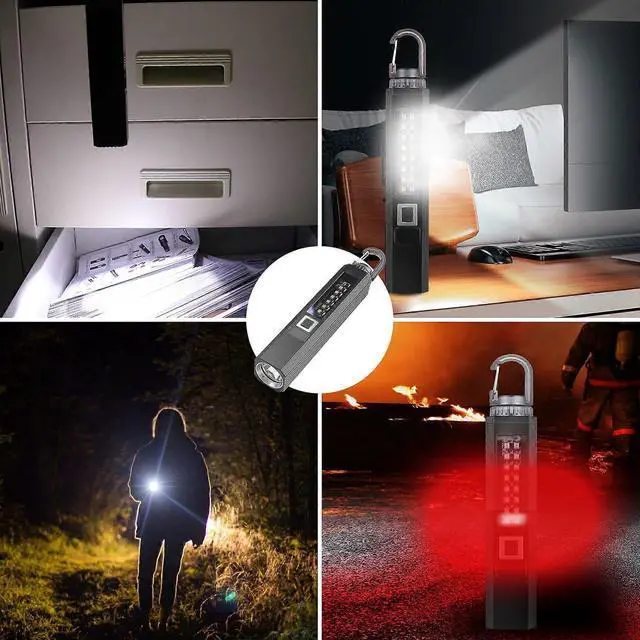 Alt view image 5 of 5 - Ecocleanpath 1200 Lumen Rechargeable LED Flashlight with Magnet & Hook, 9 Modes, UV Light, COB Sidelight for Camping & Work