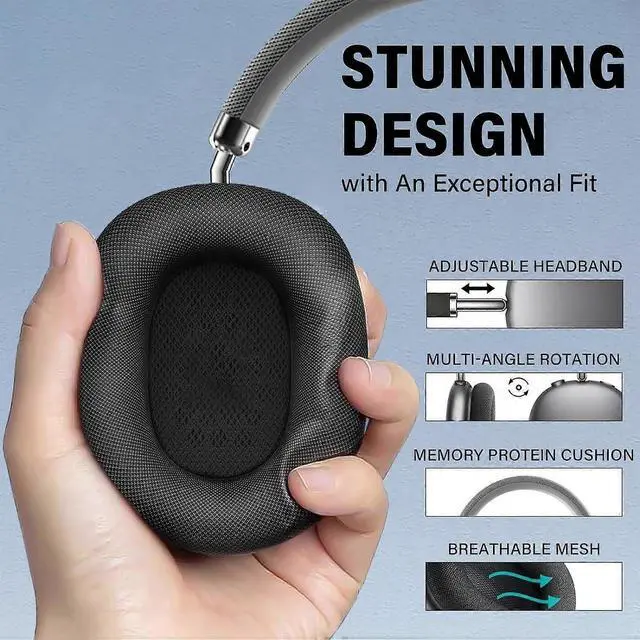 Alt view image 5 of 5 - Wireless Over-Ear Headphones with Active Noise Cancelling, 24H Playtime, HiFi Sound & Mic