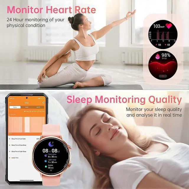 Alt view image 2 of 3 - Ecocleanpath Women's Smart Watch 1.32" HD AMOLED, 100+ Sports Modes, Heart Rate & Sleep Monitor, Waterproof