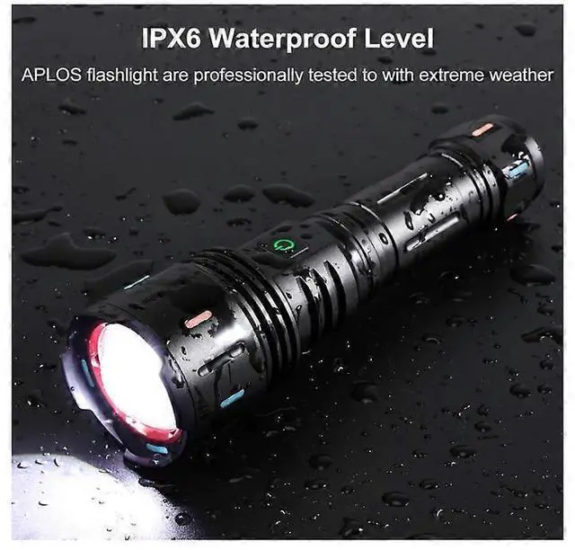 Alt view image 3 of 5 - Ecocleanpath 6000 Lumens Super Bright LED Flashlight, 5 Modes Zoomable Waterproof Tactical Torch with Power Bank - Black