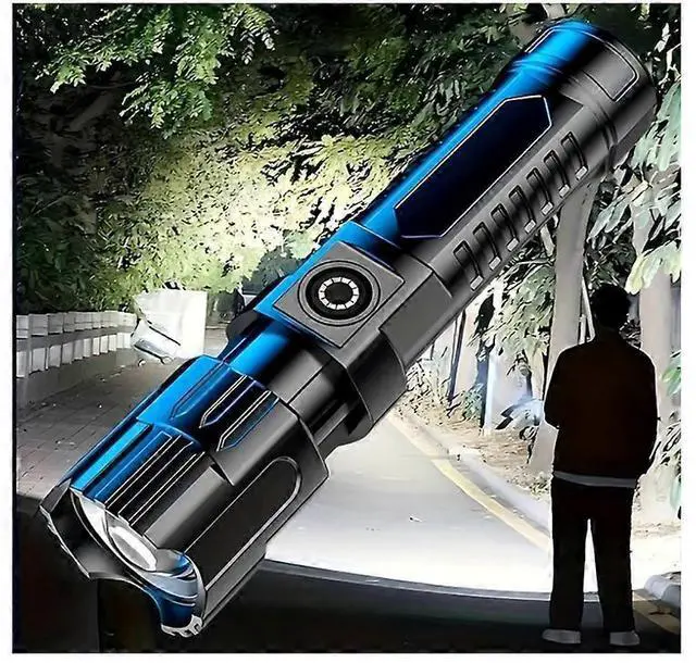 Alt view image 2 of 5 - Ecocleanpath USB Rechargeable LED Flashlight with Power Display, Multifunctional High-Lumen Gift (Black)