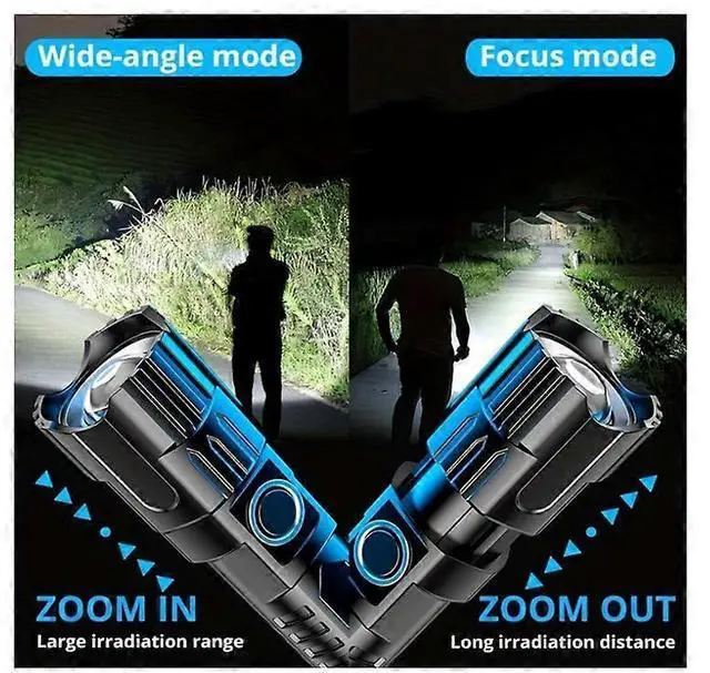 Alt view image 4 of 5 - Ecocleanpath USB Rechargeable LED Flashlight with Power Display, Multifunctional High-Lumen Gift (Black)