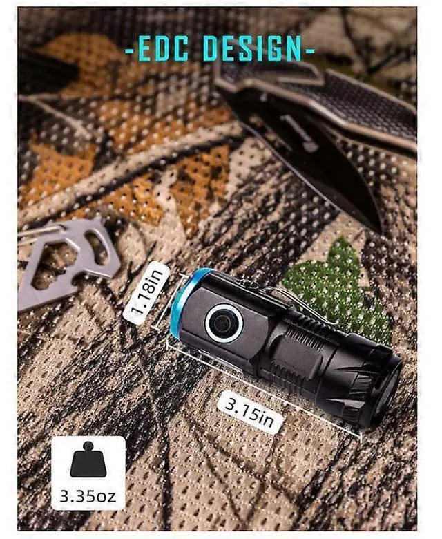 Alt view image 5 of 5 - Ecocleanpath 1200 Lumen USB Rechargeable Mini LED Flashlight, Compact EDC Pocket Light with Clip & Waterproof Design (Black)