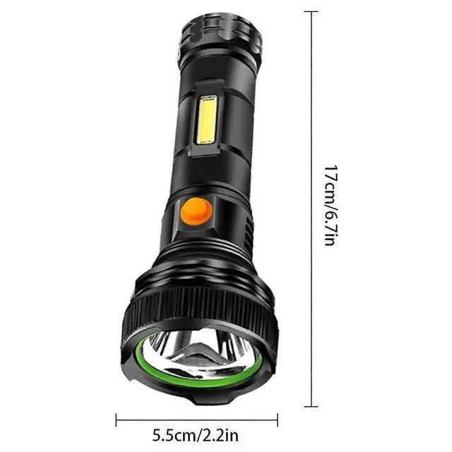 Alt view image 2 of 5 - Ecocleanpath 300W Super Bright Rechargeable LED Flashlight, 500 Lumens Zoomable Waterproof Handheld Light for Camping & Emergency