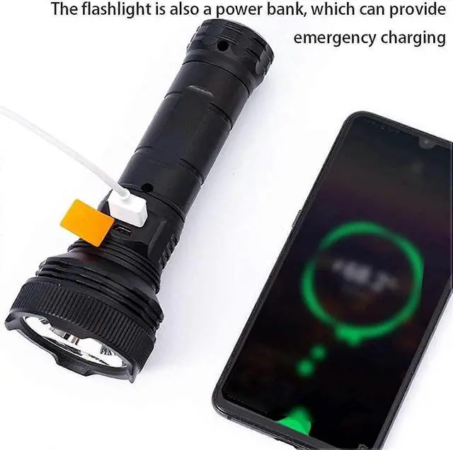 Alt view image 3 of 5 - Ecocleanpath 300W Super Bright Rechargeable LED Flashlight, 500 Lumens Zoomable Waterproof Handheld Light for Camping & Emergency